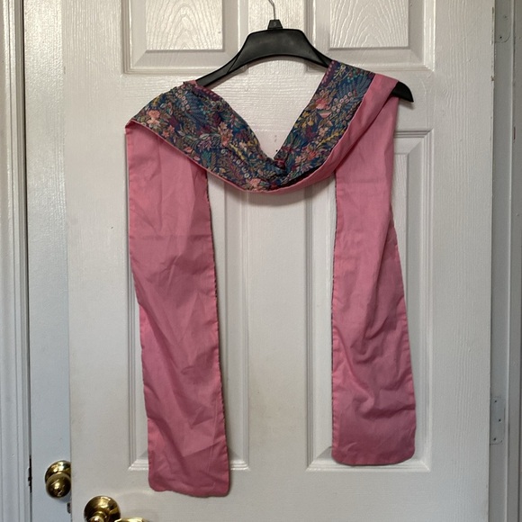 VTG Pink Cottagecore Flora Floral Print Oblong Scarf - Picture 5 of 5